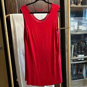 Elegant Red Sleeveless Tank Top swing dress